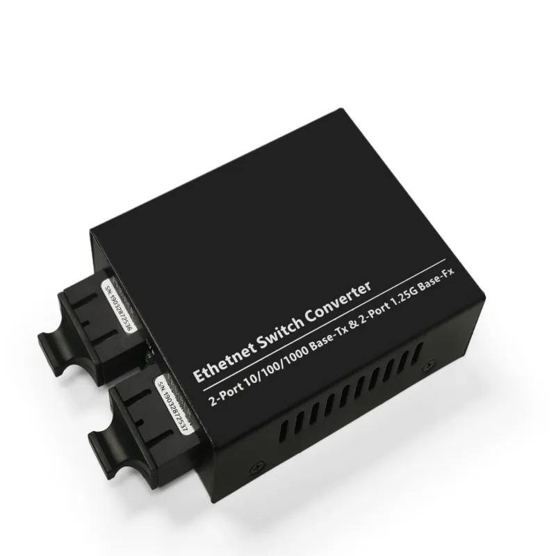 Медиаконвертер для оптоволокна 2x 10/100/1000/Base-T RJ45 , 2x 100/1000 Base SC,  Dual волокно（Duplex））