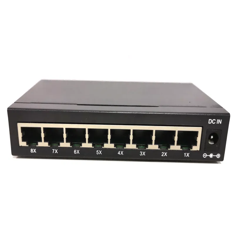 Медиаконвертер оптический 1000 Мбит/с  8x RJ45 , 1x SC,  SM simplex волокно 1550/1310нм 20 км